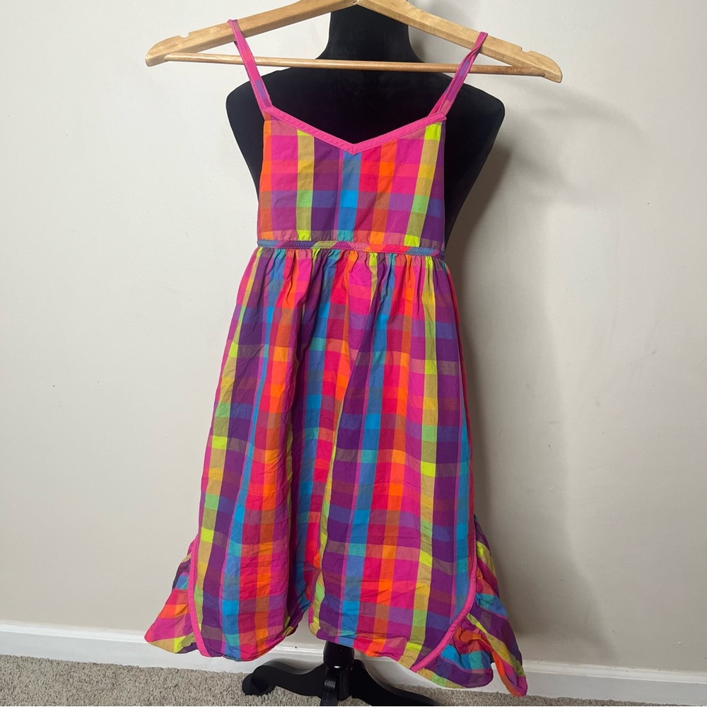 Bonnie Jean‎ Girls Multicolored Check Plaid Cotton Ruffle Summer Dress Sz 12